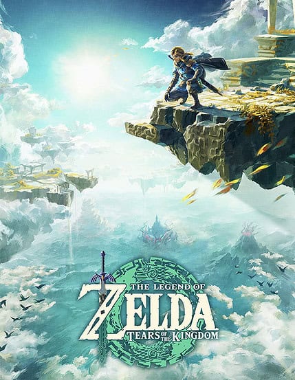 Legend of Zelda: Tears of the Kingdom - Spielszene mit Held auf Klippe.