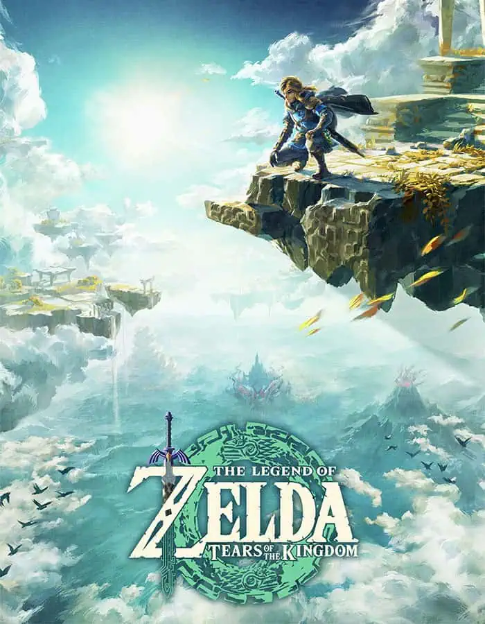 VivaKeys Software Europe - Legend of Zelda Artwork Legend of Zelda: Tears of the Kingdom - Spielszene mit Held auf Klippe.